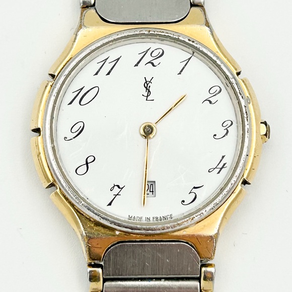 Yves Saint Laurent Vintage Watch Unisex Two Tone Quartz Stainless Steel - Picture 1 of 6